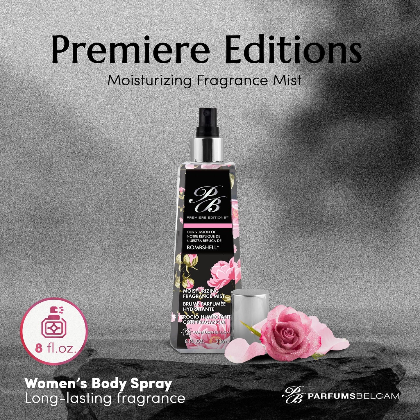 PB ParfumsBelcam Premiere Editions Moisturizing Fragrance Mist for Women - Fruity Floral Scent with Red Berries, Peony & Soft Florals - Hydrating Body