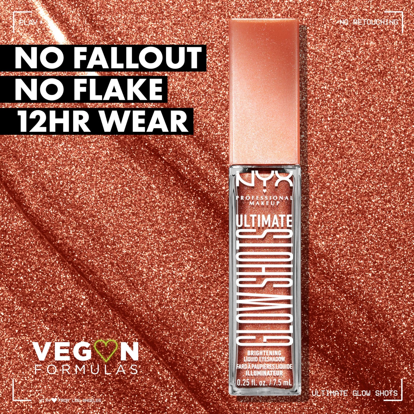 NYX PROFESSIONAL MAKEUP Ultimate Glow Shots, Liquid Eyeshadow, Long-Lasting Shimmer Eye Shadow with Vitamin C - Clementine Fine