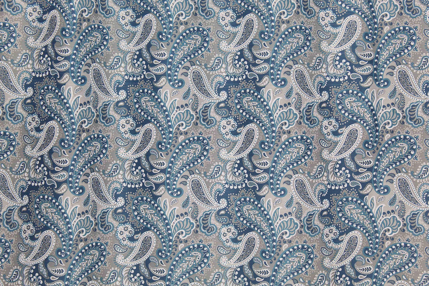 Home Decor Paisley Fabric Shower Curtain: Marine Navy Blue Taupe Beige White