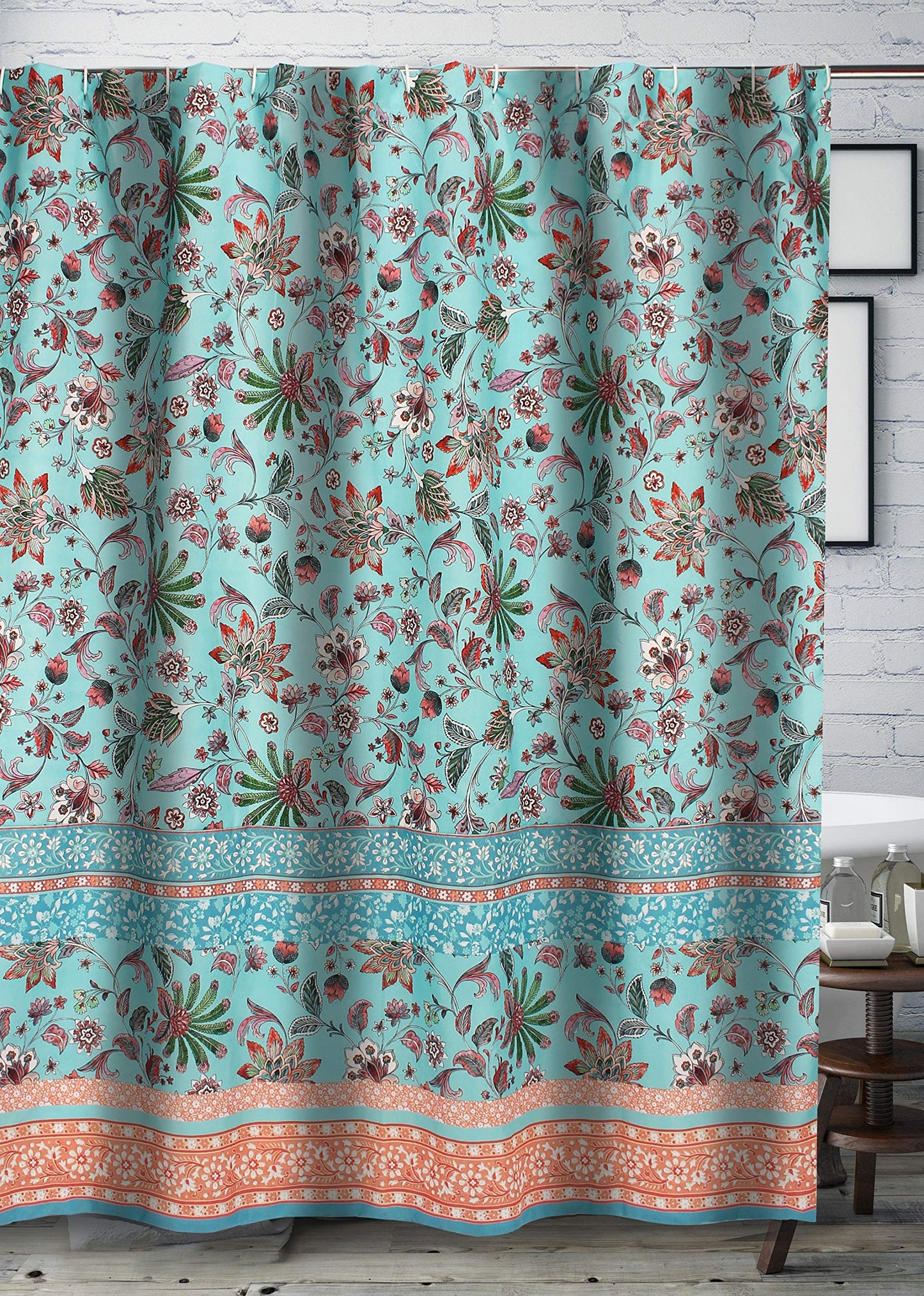 Greenland Home Barefoot Bungalow Audrey Bath Shower Curtain, Turquoise