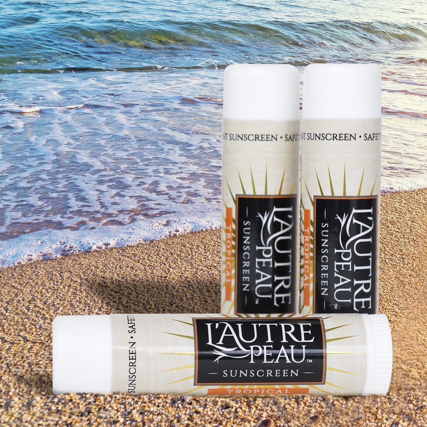 SPF 30 Sunscreen Multi-Pack by L'AUTRE PEAU | Travel Size Sunscreen for Men, Women, and Kids | Non-Greasy Water Resistant | Tropical Scent | TSA