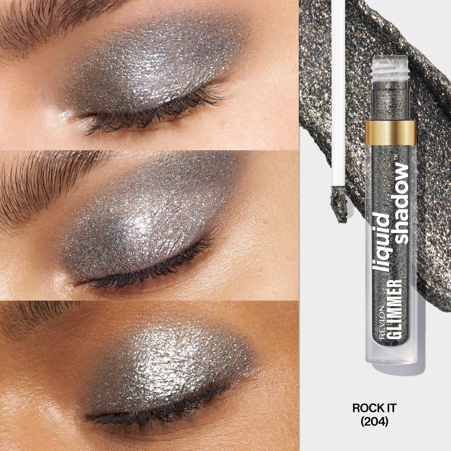 REVLON Glimmer Liquid Shadow, Smudge-Proof Shimmer Eyeshadow Makeup, Long Lasting, High Pigment, 204 Rock-IT