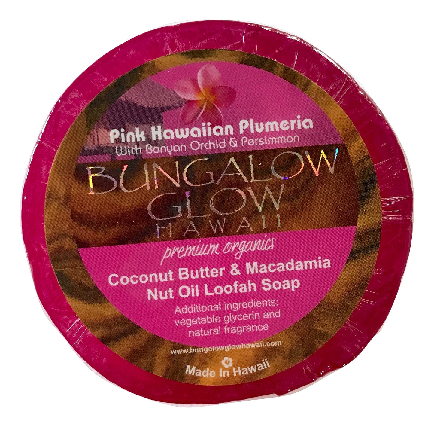 Bubble Shack Hawaii Bungalow Glow Premium Organics Loofah Soap (Pink Hawaiian Plumeria) Beauty & Personal Care Bungalow Glow Hawaii