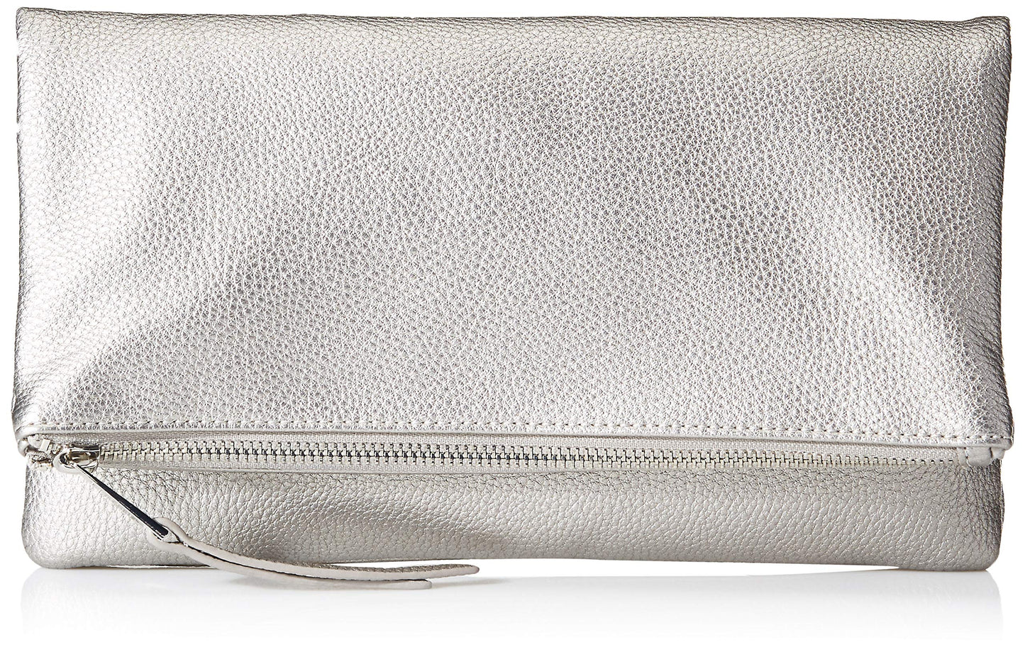 The Drop Women's Southampton Zipper Foldover Clutch, Metallic Silver, One Size