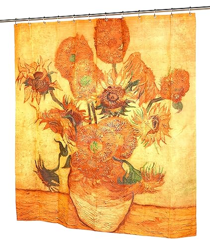 Carnation Home Fashions Sunflowers Fabric Shower Curtain, 72"Lx70"W
