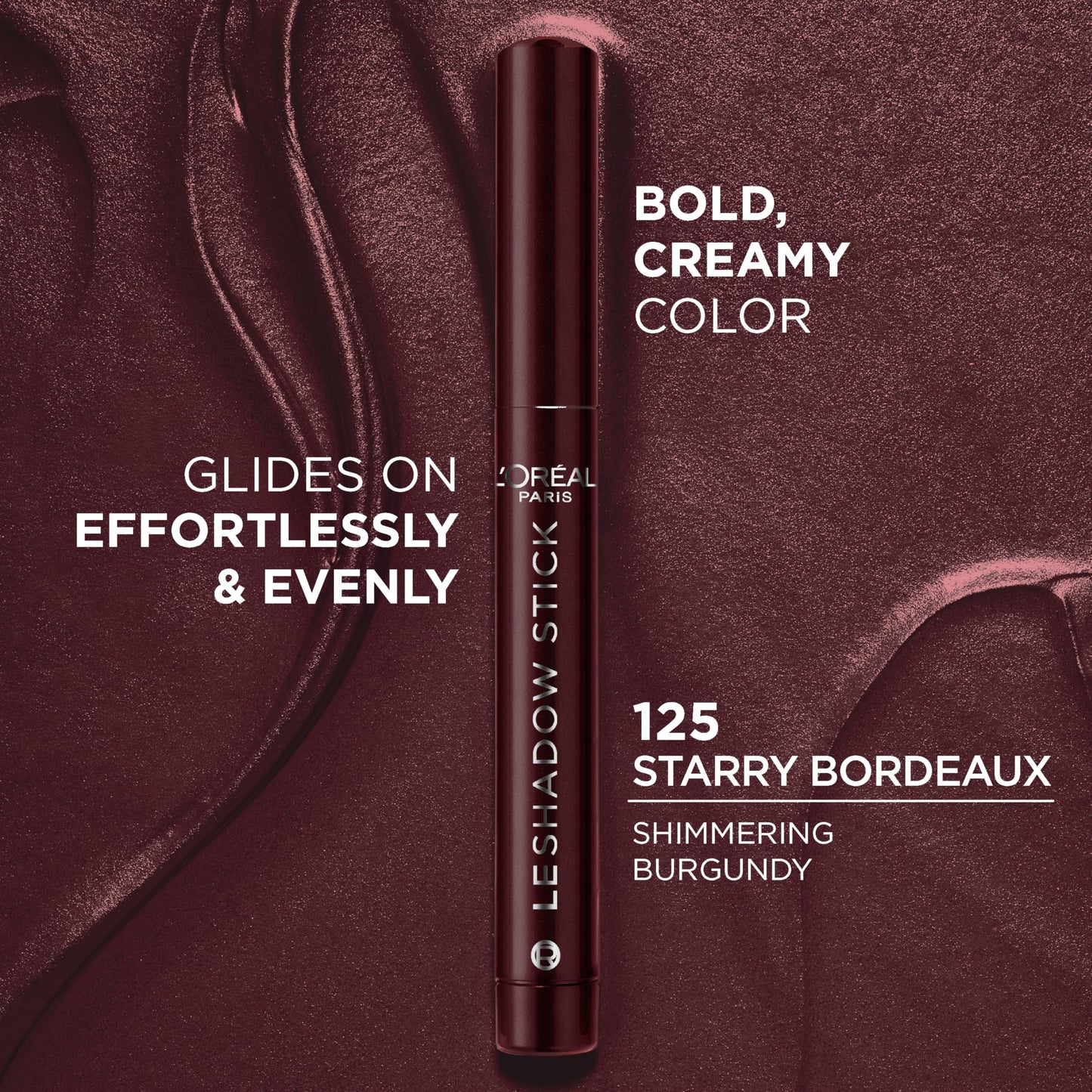 L'Oreal Paris Makeup Le Shadow Stick Eyeshadow, Blendable, Smudge-Resistant, Smokey Cream Eyeshadow, 125 Starry Bordeaux