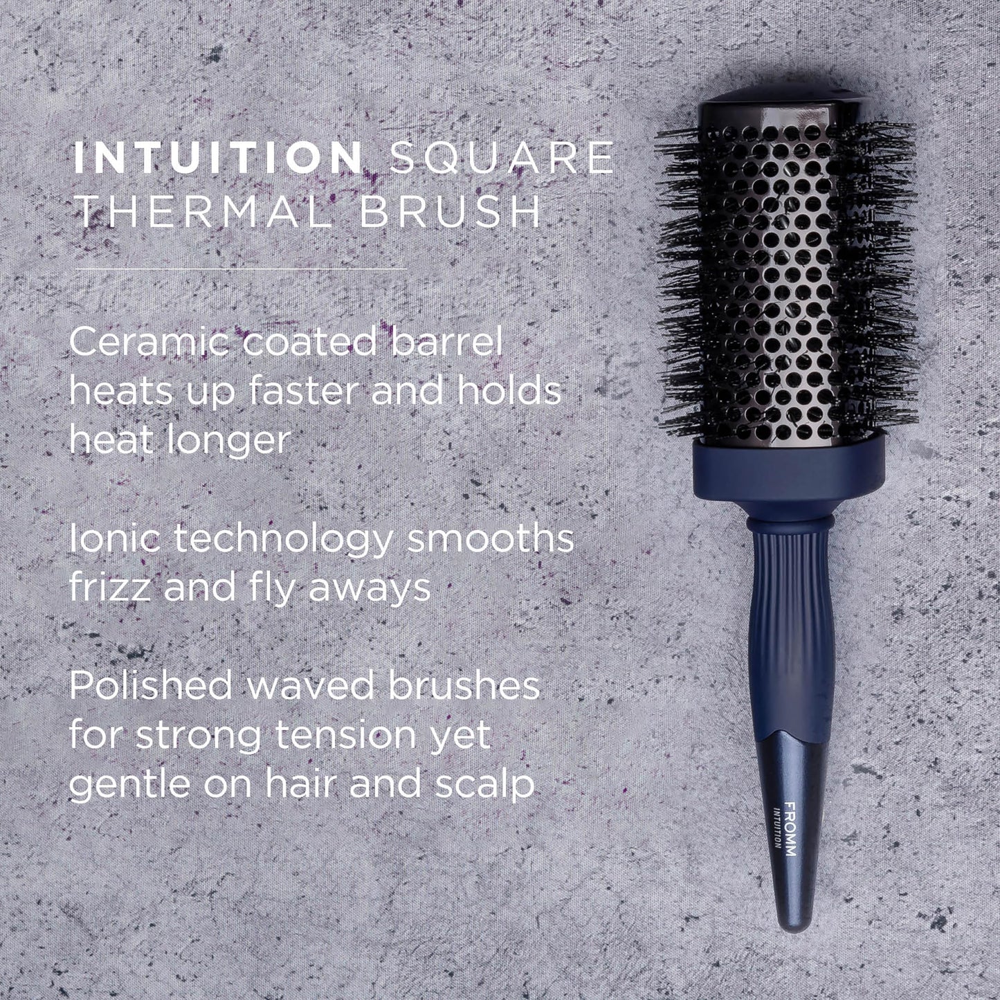 Fromm Professional Intuition Square Styler 1.75 Inch Ceramic & Ionic Thermal Brush in Blue, 2-in-1 Straighten & Wave Blow Drying Brush, Smooths Frizz