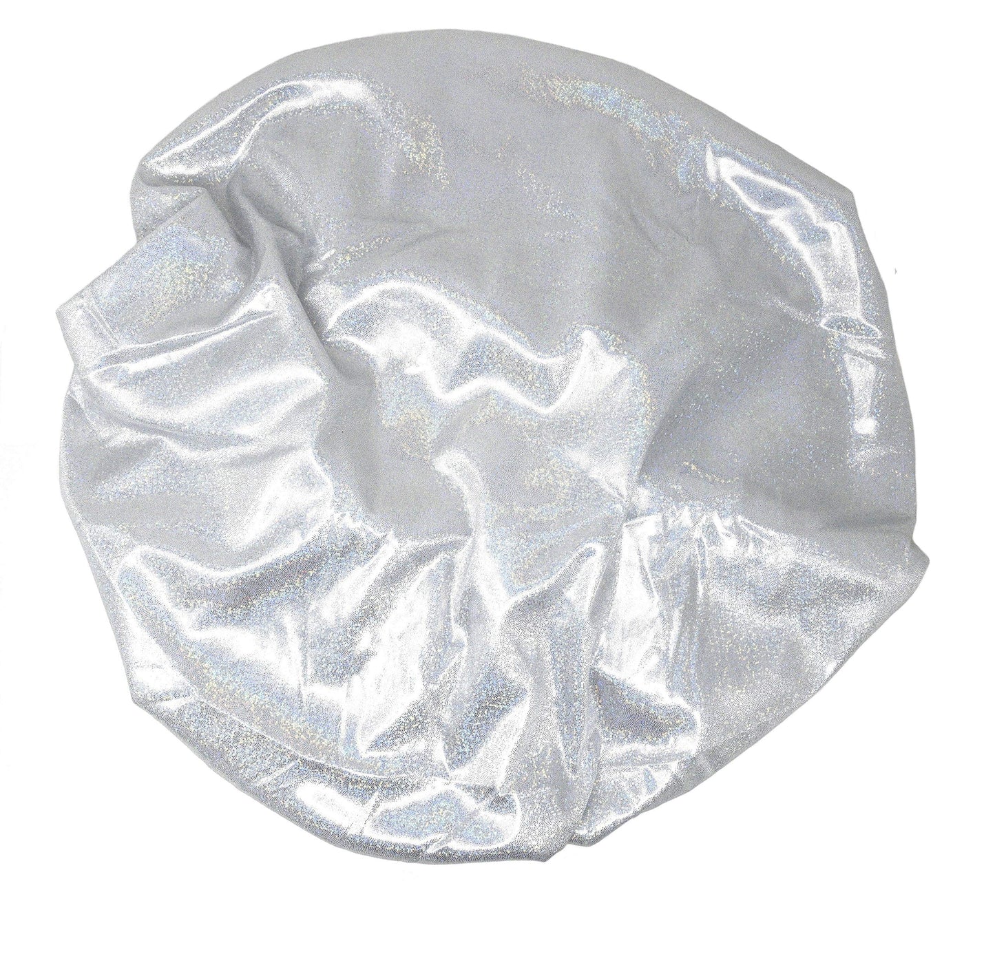 Holographic Extra Jumbo Nightcap Twinkle Deluxe Luxury Wide Band Sleep Cap Bonnet Hat for Hair Silver