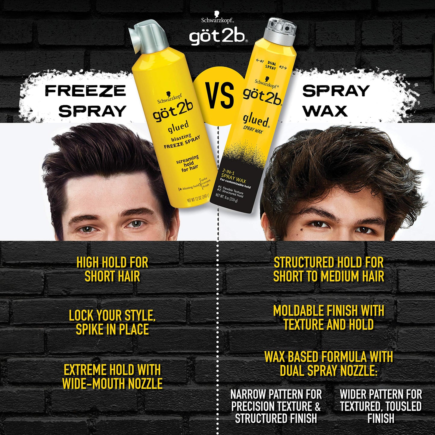 Got2b Glued Spray Wax with 2-in-1 Dual Spray Nozzle, 8 oz