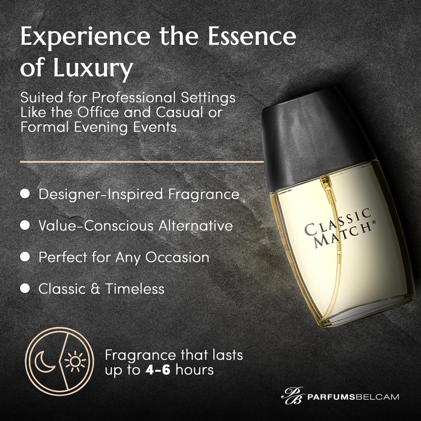 Parfums Belcam Classic Match for Men, Inspired by Designer Eau de Toilette Spray, 2.5 Fl Oz