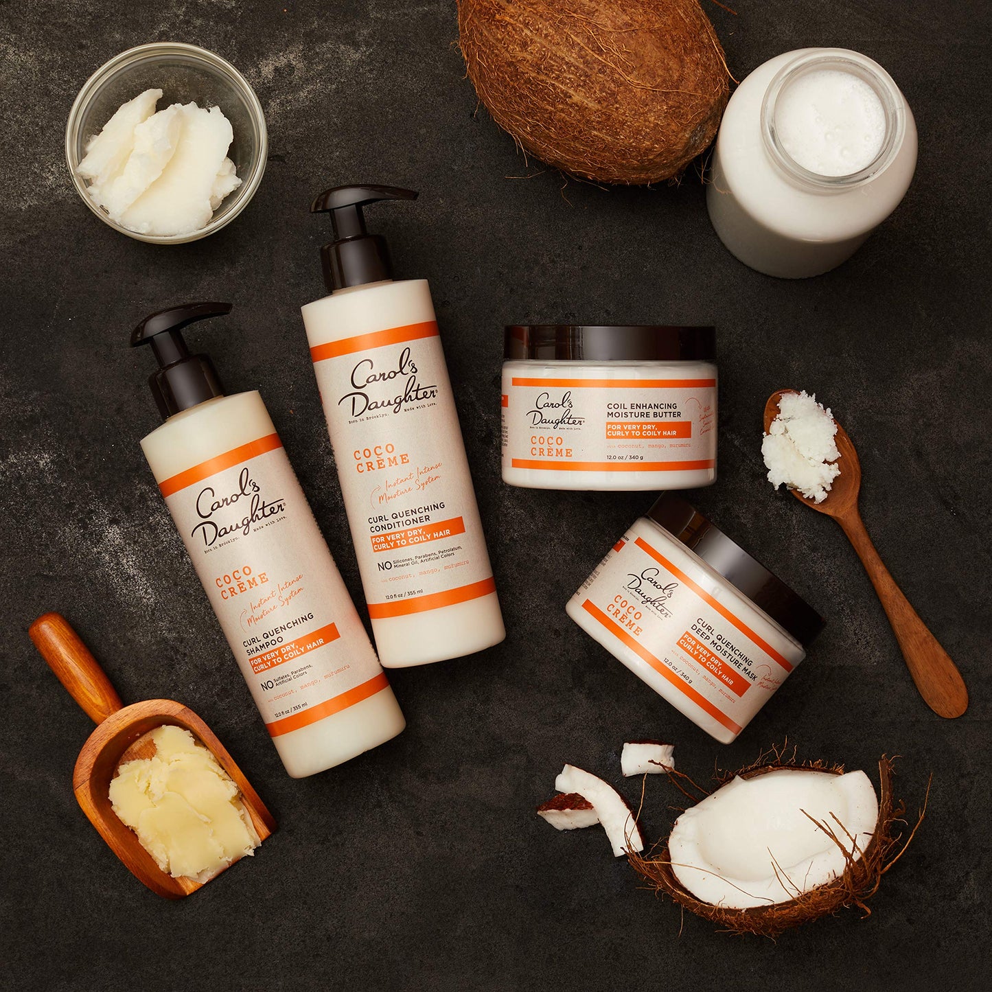 Carol’s Daughter Coco Creme Sulfate Free Shampoo and Conditioner Set with Silicone Free Hair Butter, for Very Dry Curly Hair, with Coconut Oil