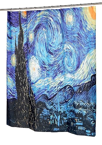 Carnation Home Fashions The Starry Night Fabric Shower Curtain, 72"L x 70"W