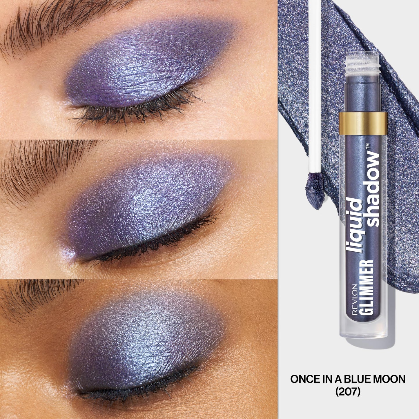 REVLON Glimmer Liquid Shadow, Smudge-Proof Shimmer Eyeshadow Makeup, Long Lasting, High Pigment, 207 Once in a Blue Moon