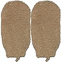 2 Pack 100% Natural Exfoliating Hemp Glove Mitt Mitten - Bath Sponge Scrubber Remove Dead Skin - Deep Clean & Invigorate Your Skin - Machine Wash