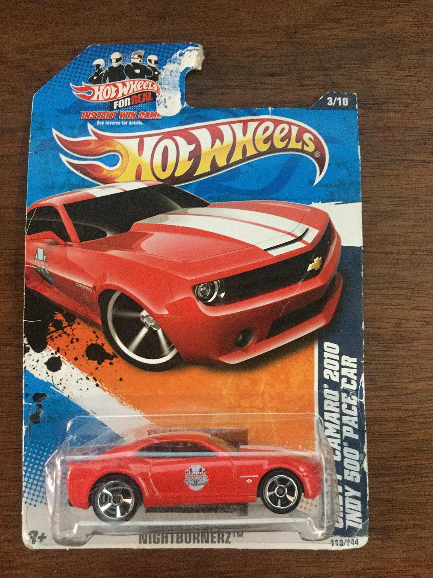 2011 HOT WHEELS NIGHTBURNERZ 3/10 RED CHEVY CAMARO 2010 INDY 500 PACE CAR 113/244