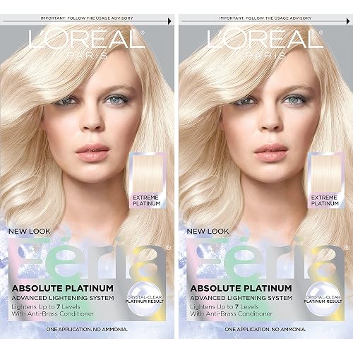 L'Oreal Paris Feria Multi-Faceted Shimmering Permanent Hair Color, Extreme Platinum, Hair Dye Kit, Pack of 2