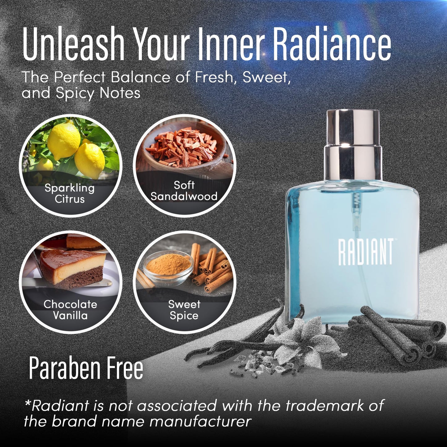 PB ParfumsBelcam Radiant Eau de Parfum for Women - Warm Oriental Vanilla Gourmand Perfume with Citrus, Chocolate & Caramel - Sweet Spicy Fragrance