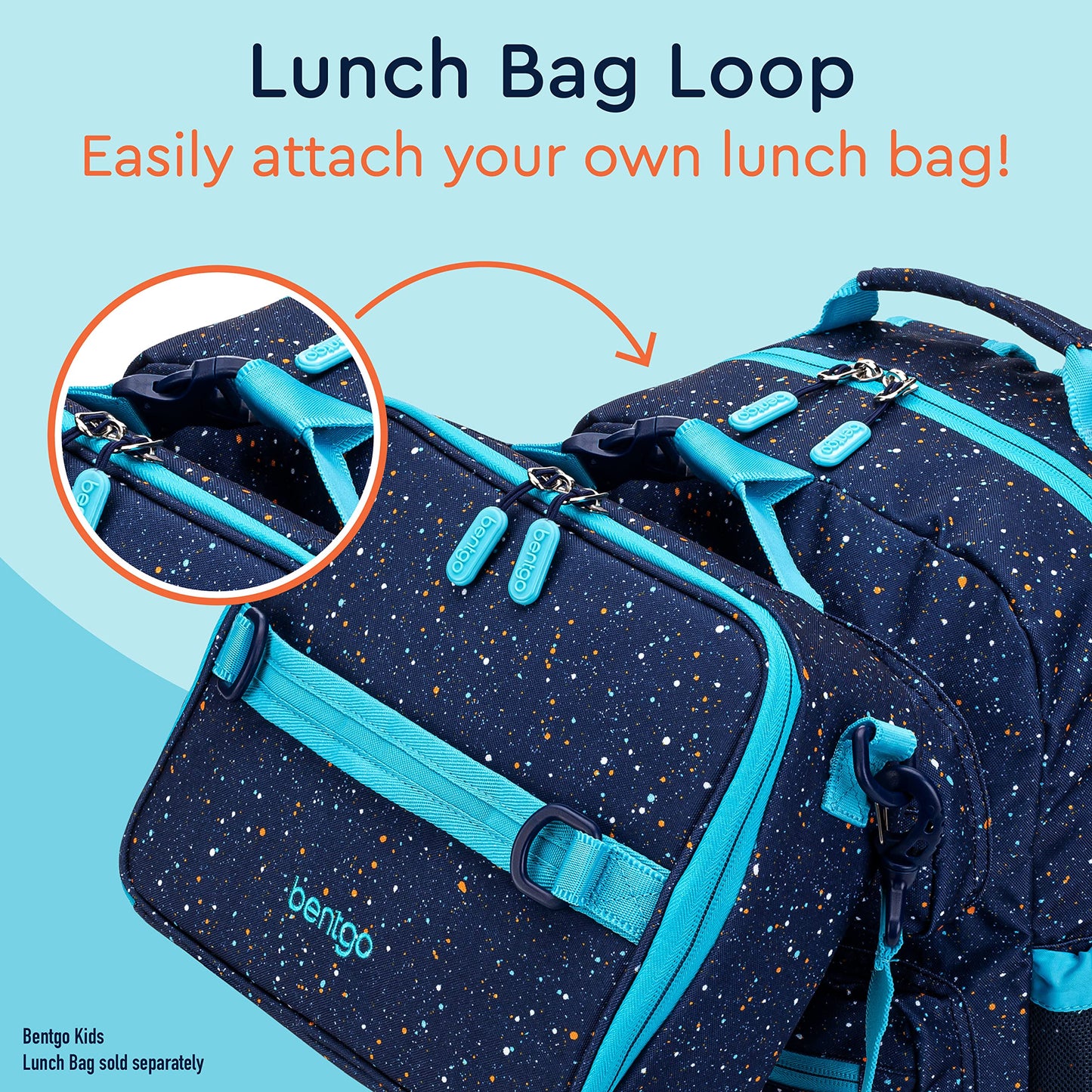 Bentgo Kids Confetti Backpack - Lightweight 14” Backpack for School, Travel & Daycare, Ideal for Ages 4+, Durable & Water-Resistant, Roomy Interior, & Loop for Lunch Bag (Confetti Edition-Abyss Blue)