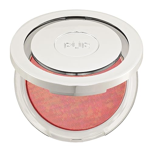 PÜR MINERALS Blushing Act Skin Perfecting Powder in Pretty in Peach, Satin Matte Finish, Buildable Coverage, Cruelty Free, 0.28 Oz