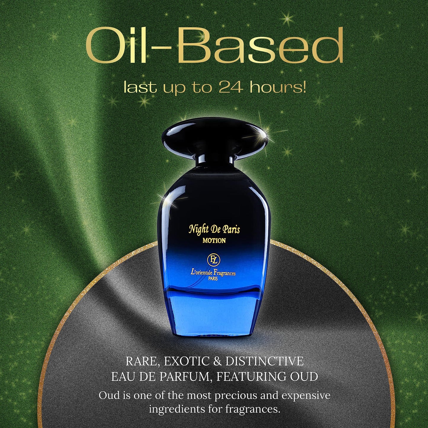 L'Orientale Fragrances Night De Paris in Motion 100ml / 3.3oz - Oil-Based Perfumes for Women & Men, Unisex Amber Vanilla Eau de Parfum w/Bergamot -