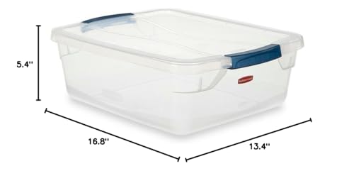 Rubbermaid Clever Store Latching Storage Tote Container, 15-Quart, Clear (FG3Q2200CLMCB)