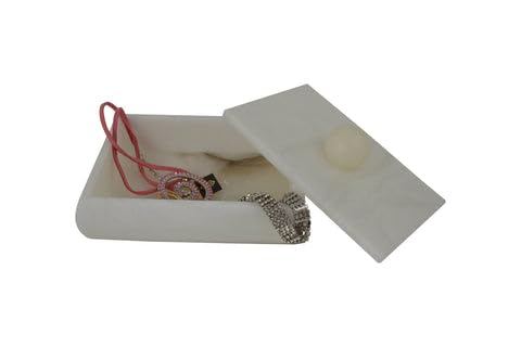 3starimex = aliases) Handcarved Alabaster Stone Jewlrey Box Imported from Italy 6" Wide in Cream