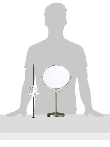 JERDON Two-Sided Tabletop Makeup Vanity Mirror - 5X-1X Magnification & Swivel Design - 9-Inch Diameter Mirror with Adjustable Height - Polished Chrome