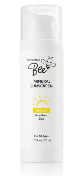 Pampered Bee Kids Mineral Sunscreen, SPF 30, Broad Spectrum UVA/UVB Protection, Non-Nano Zinc Oxide, for All Ages, Clean Formula, Face and Neck, 1.7