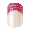 Party Nails, Pre Glued, False Nails, 12 (French Pink, silver lines)