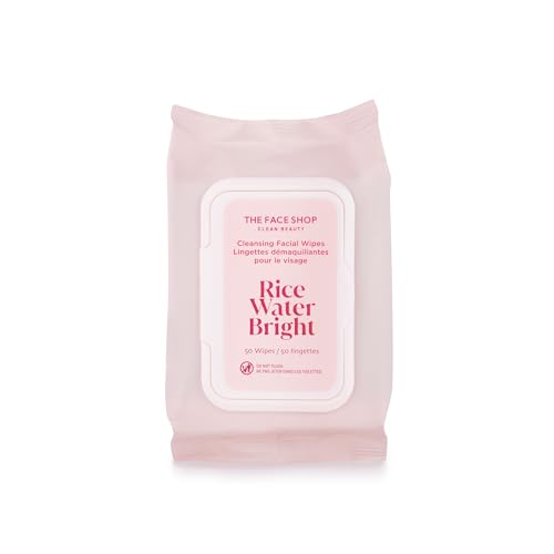 THE FACE SHOP Rice Water Bright Makeup Remover Wipes for Face, Moisturizing, Infused with Rice Extract, Disposable Cleansing Facial Wipes, 50 Count Beauty and Personal Care The Face Shop Default Title