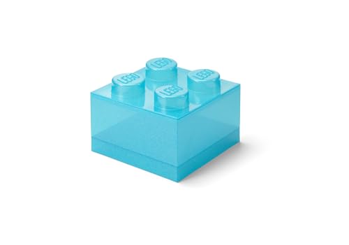 LEGO Storage Brick 4 Knobs Glitter Light Blue - Stackable Plastic Storage Box with Lid for Kids and Adults Desk Organizer and Toy Box