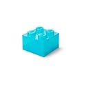 LEGO Storage Brick 4 Knobs Glitter Light Blue - Stackable Plastic Storage Box with Lid for Kids and Adults Desk Organizer and Toy Box