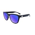 Knockaround Premiums Polarized Sunglasses for Men & Women - Impact Resistant Lenses & Full UV400 Protection, Matte Black Frames/Blue Reflective Lenses