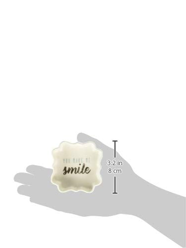Pavilion Gift Company - You Make Me Smile - Teal & Silver - 3 Inch Mini Jewelry Dish with Gift Box