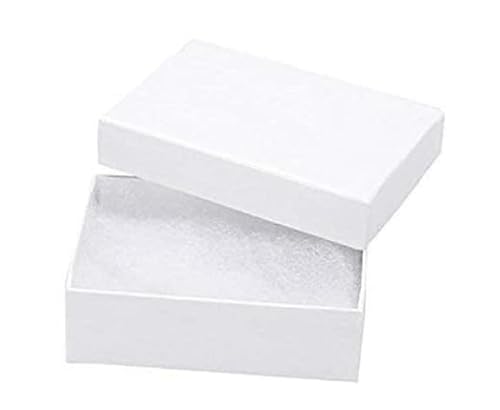6 Pack Cotton Filled Swirl White Color Cardboard Jewelry Neck, Ring, Earring, Pendant, Pocket Watch, Body Jewelry, Gift and Retail Boxes Size 3 1/4"…