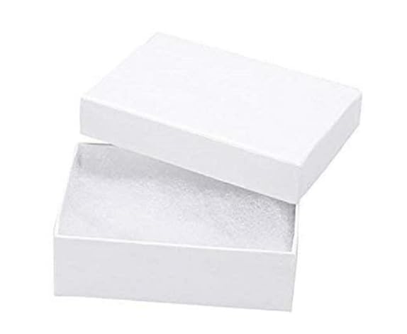 6 Pack Cotton Filled Swirl White Color Cardboard Jewelry Neck, Ring, Earring, Pendant, Pocket Watch, Body Jewelry, Gift and Retail Boxes Size 3 1/4"…