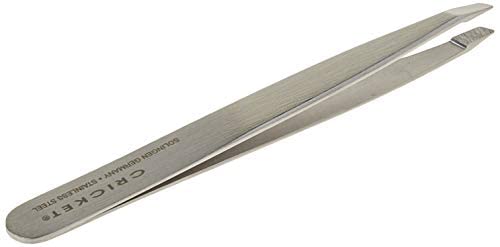 Cricket Beauty Hardware Pro Slant Tweezers - Stainless Steel Hair Removal Tool for Professional Plucking, Eyebrows, Facial Hair, and Ingrown Hair