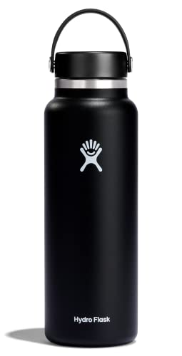 Hydro Flask Water Bottle - Insulated Stainless Steel - Wide Mouth Flex Lid, Non Spill, Leakproof and Refillable in 40 Oz