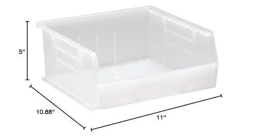 Quantum QUS235CL Clear Ultra Stack and Hang Bin, 10-7/8" x 11" x 5" Size (Pack of 6)