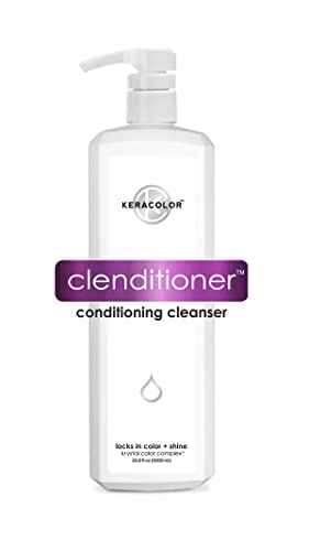 KERACOLOR Clenditioner Cleansing Conditioner Color Safe Prevents Fade - Replaces Your Shampoo, Keratin Infused, 33.8 Fl Oz