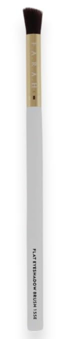 F.A.R.A.H Flat Eyeshadow Brush 155E - White - Vegan Blending Brush for Creams & Powders - Precise Eye Makeup Application - Brass Ferrule & White