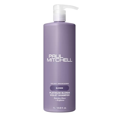 Paul Mitchell Platinum Blonde Violet Shampoo, Banishes Brass + Brightens, Ideal for Light to Medium Blonde, Silver, Gray or White Hair, 33.8 fl oz
