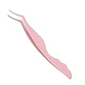 Pretty memory Eyelash Applicator Tool DIY False Curved Eyelash Extension Tweezer for Volume Lashes Application and Removal, Pink