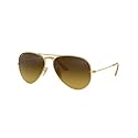 Ray-Ban RB3025 Aviator Large Metal Gradient Unisex Sunglasses Matte Gold Frame/Brown Gradient Lens