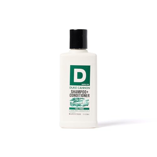Duke Cannon Supply Co. Tea Tree 2-in-1 Shampoo and Conditioner for Men - 3 fl oz - Fresh Mint + Eucalyptus Scent - Made with Tea Tree Oil & Menthol