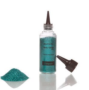 GLIMMER Body Art Aquamarine Body Glitter Refill, 1.5 oz, Squeezable Bottle with Precision Tip