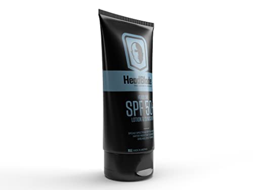 HeadBlade HeadLube SPF 50 Men's Lotion and Sunscreen - No Greasiness, Sweat Resistant, Formulated for Face, Body & Scalps - Water Resistant for 80