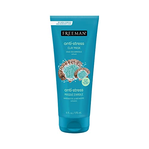 Freeman Anti-Stress Clay Mask, Dead Sea Mineral Face Mask, Lavender & Sea Salt Balance & Calm Skin, Unclog Pores, Facial Mask For All Skin Types, No