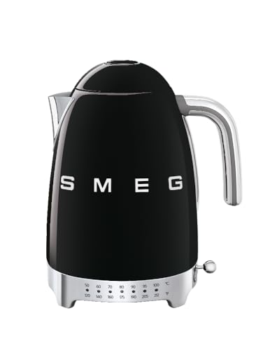 SMEG 7-Cup Variable Temperature Electric Kettle - Retro Style Aesthetic with Advanced Technology - Stainless Steel, 1400W, 120V, 360° Swivel Base…