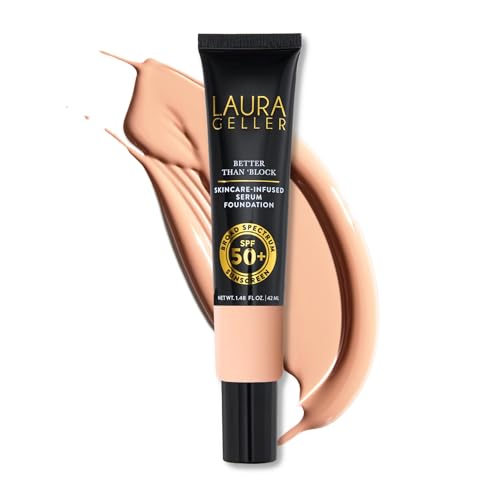 LAURA GELLER NEW YORK Better Than 'Block Skincare-Infused Serum Foundation SPF 50+ for Mature Women -01 Fair, Buildable Coverage - Niacinamide Beauty and Personal Care LAURA GELLER NEW YORK Default Title